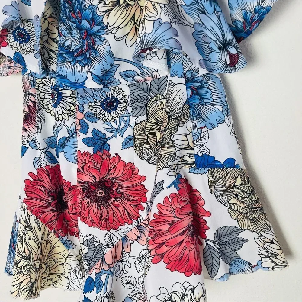 EUC Nasty Gal Off Shoulder Floral Romper 4 - Picture 5 of 5